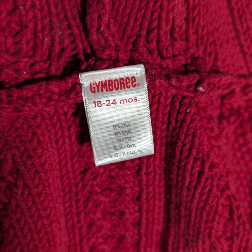 Gymboree Cable Knit Hooded Poncho Kids 18-24M Little Red Zip Front Sleeveless - Picture 5 of 10